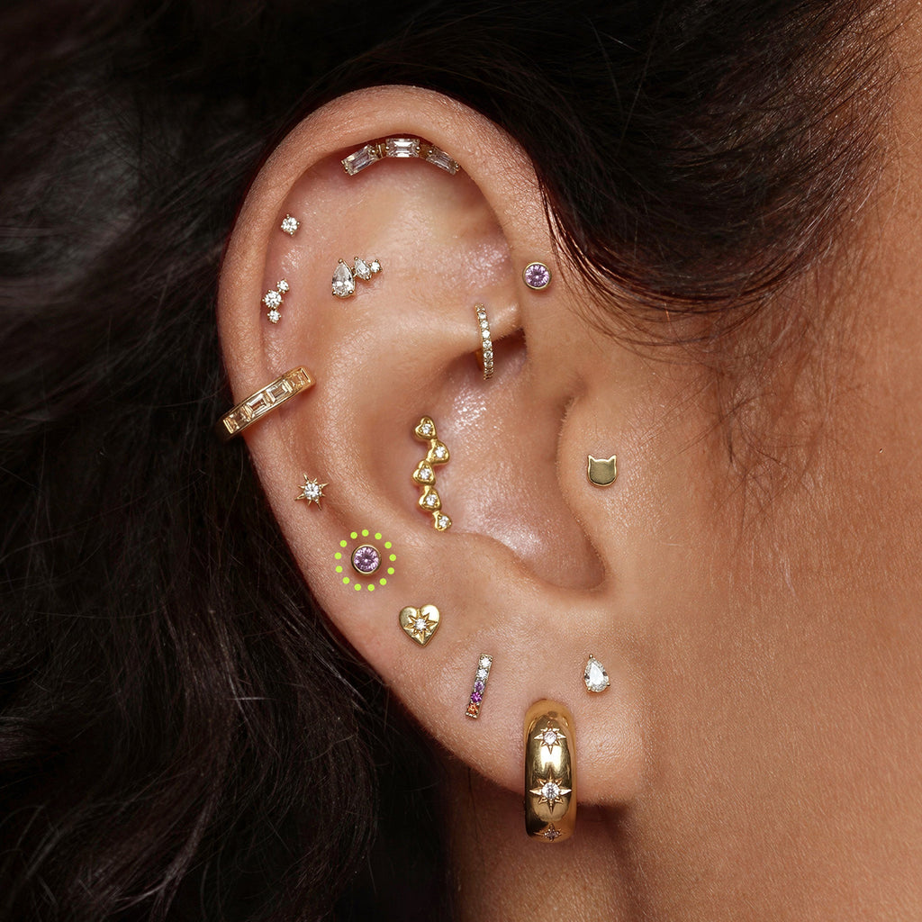 Golden Titanium Bezel CZ Flatback Stud