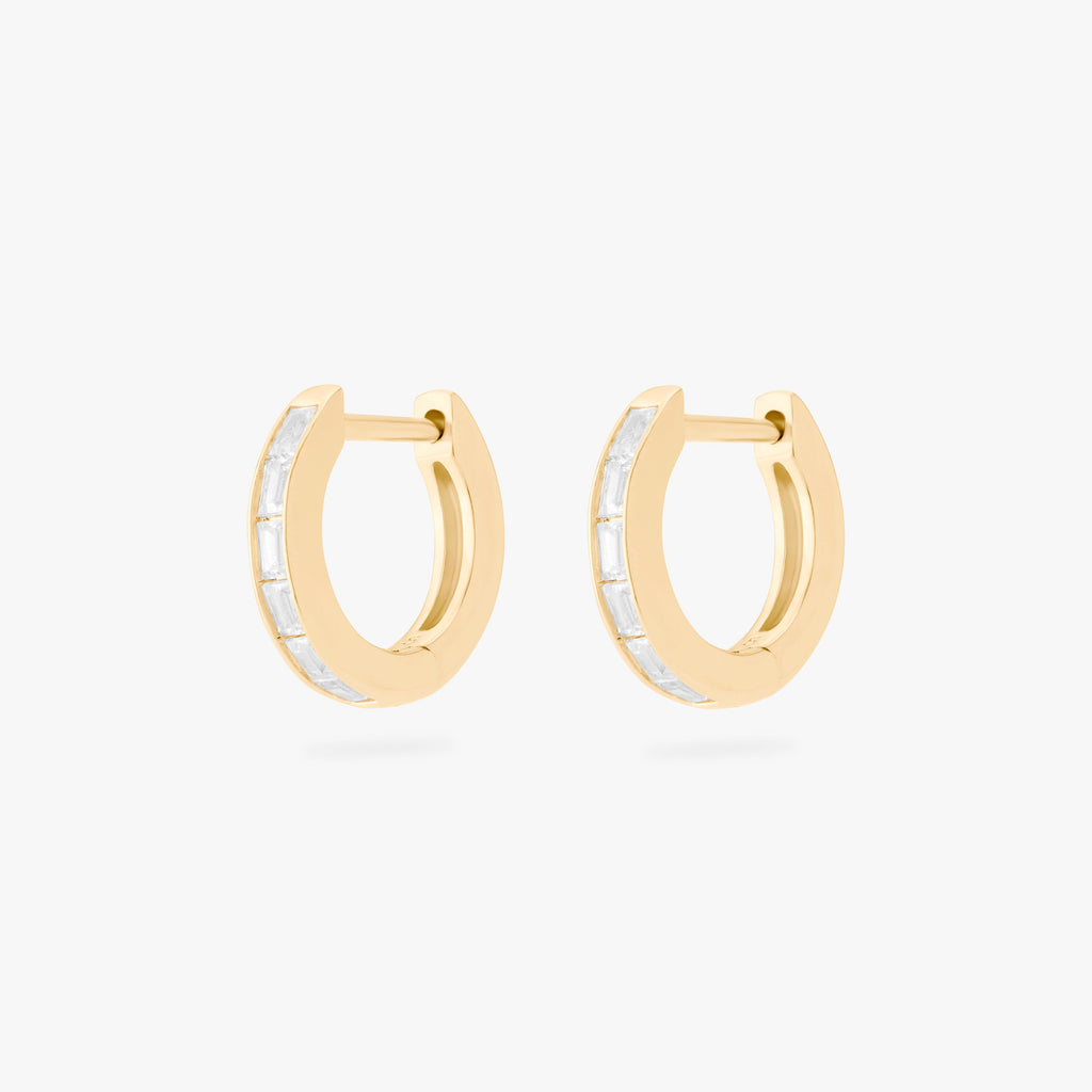 Mini Bezel Baguette Huggie