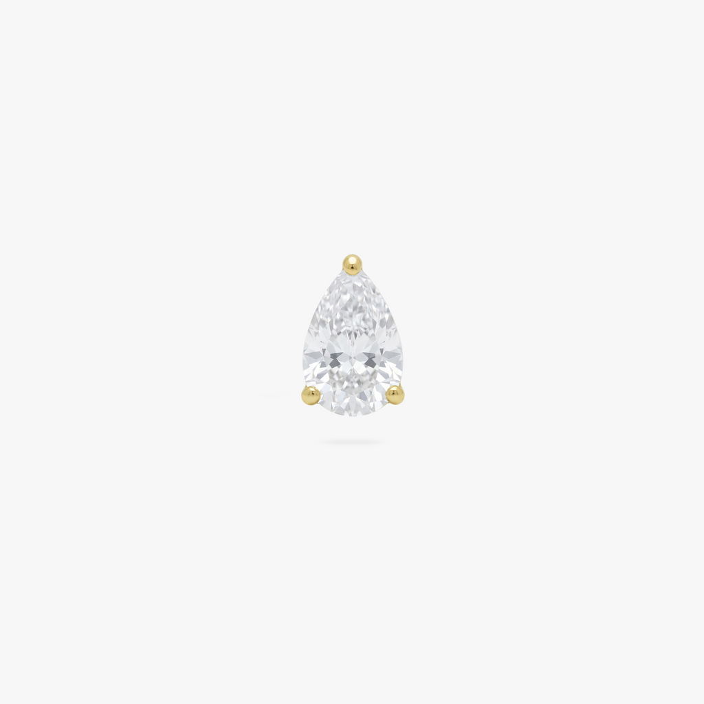 Golden Titanium Pear CZ Flatback Stud