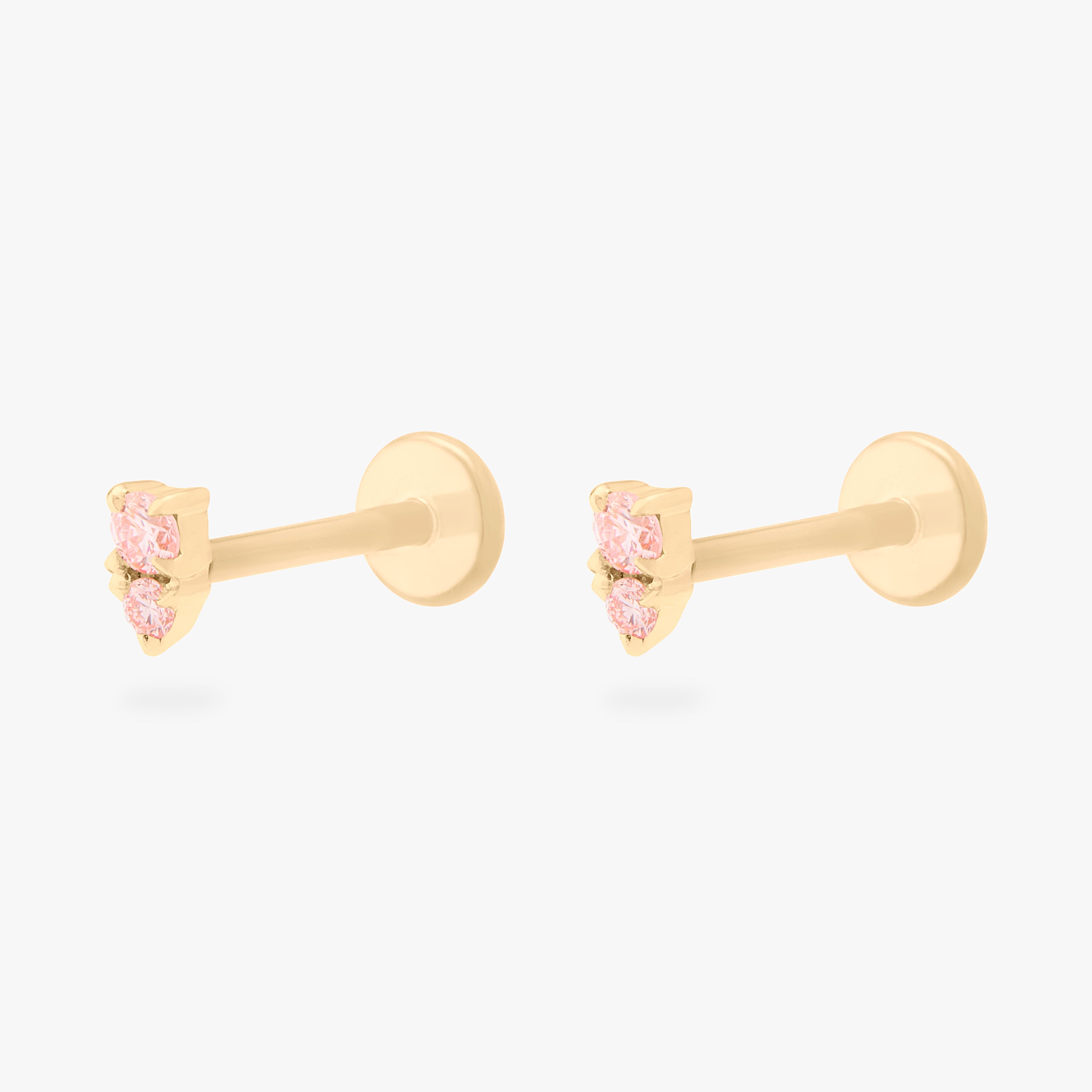 14K Stacked Pink Diamond Flatback