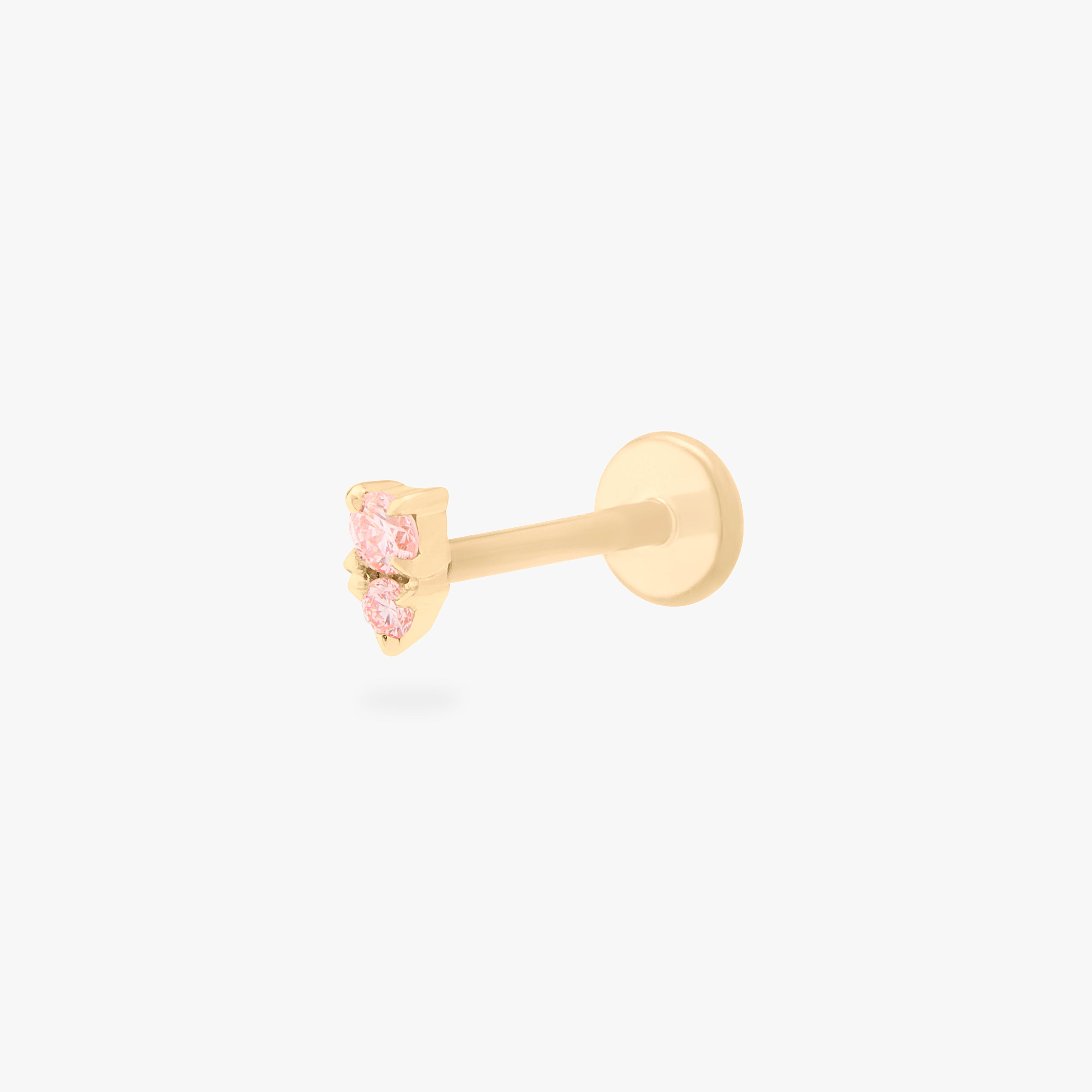 14K Stacked Pink Diamond Flatback