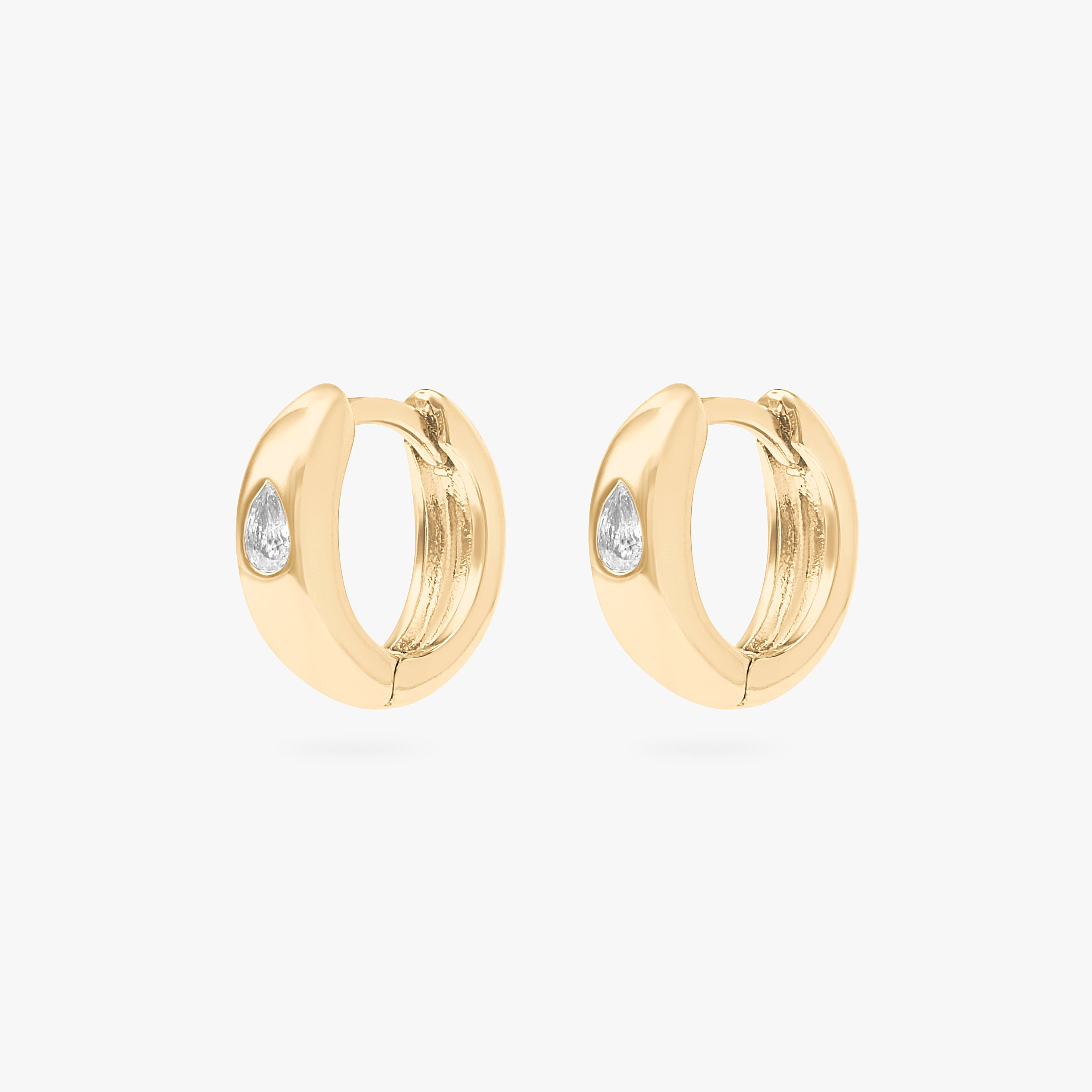Chunky Pear CZ Huggie