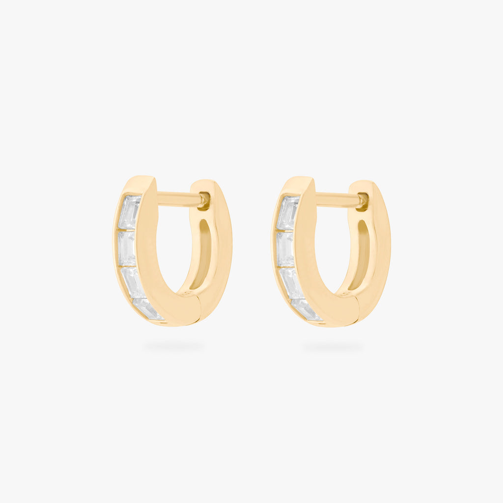 Micro Bezel Baguette Huggie