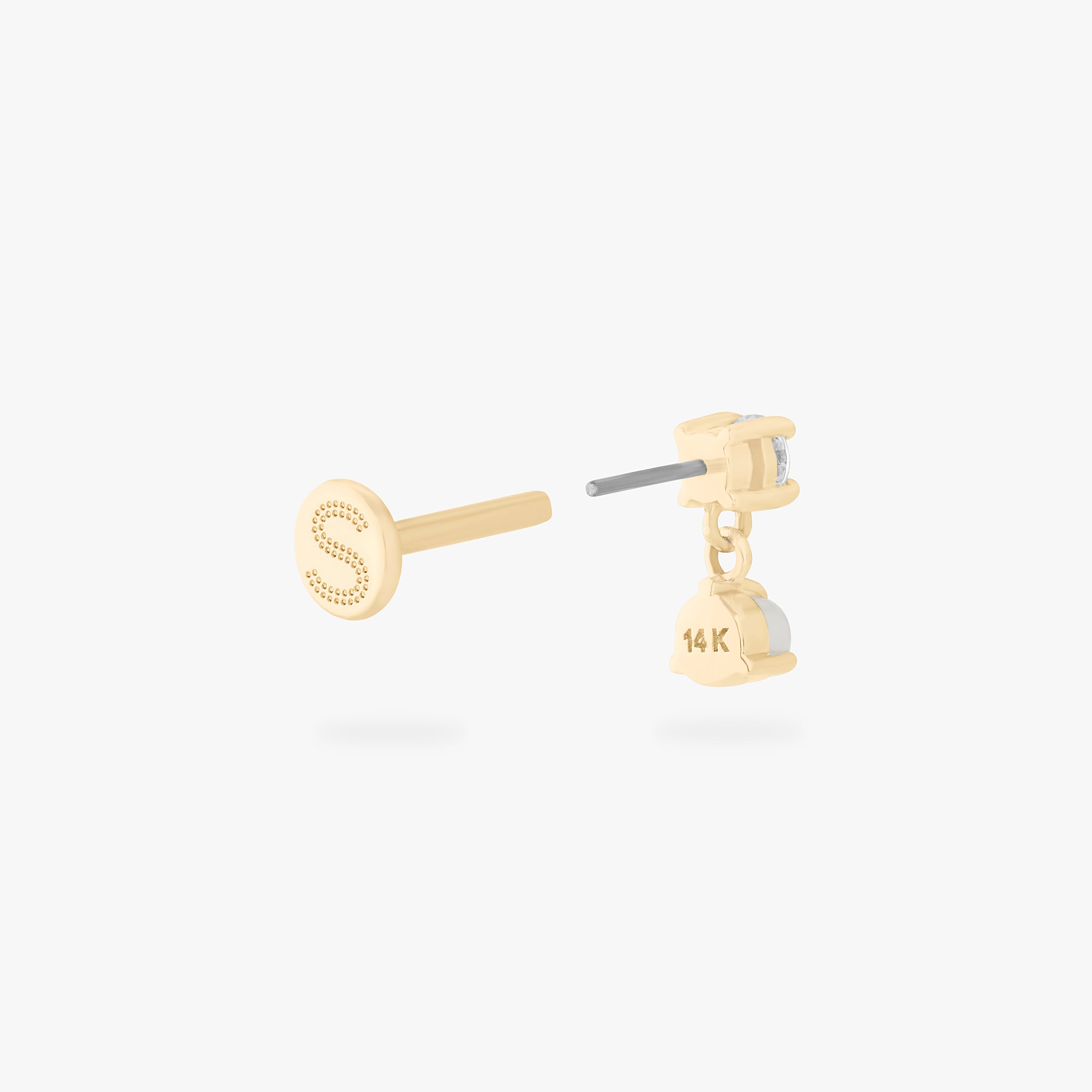 14K CZ Dangle Flatback