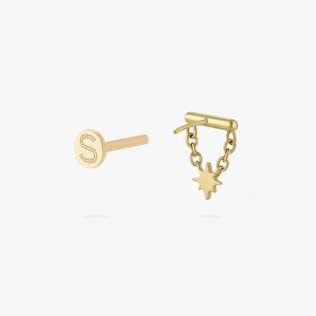 Golden Titanium Twinkle Bar Flatback Stud