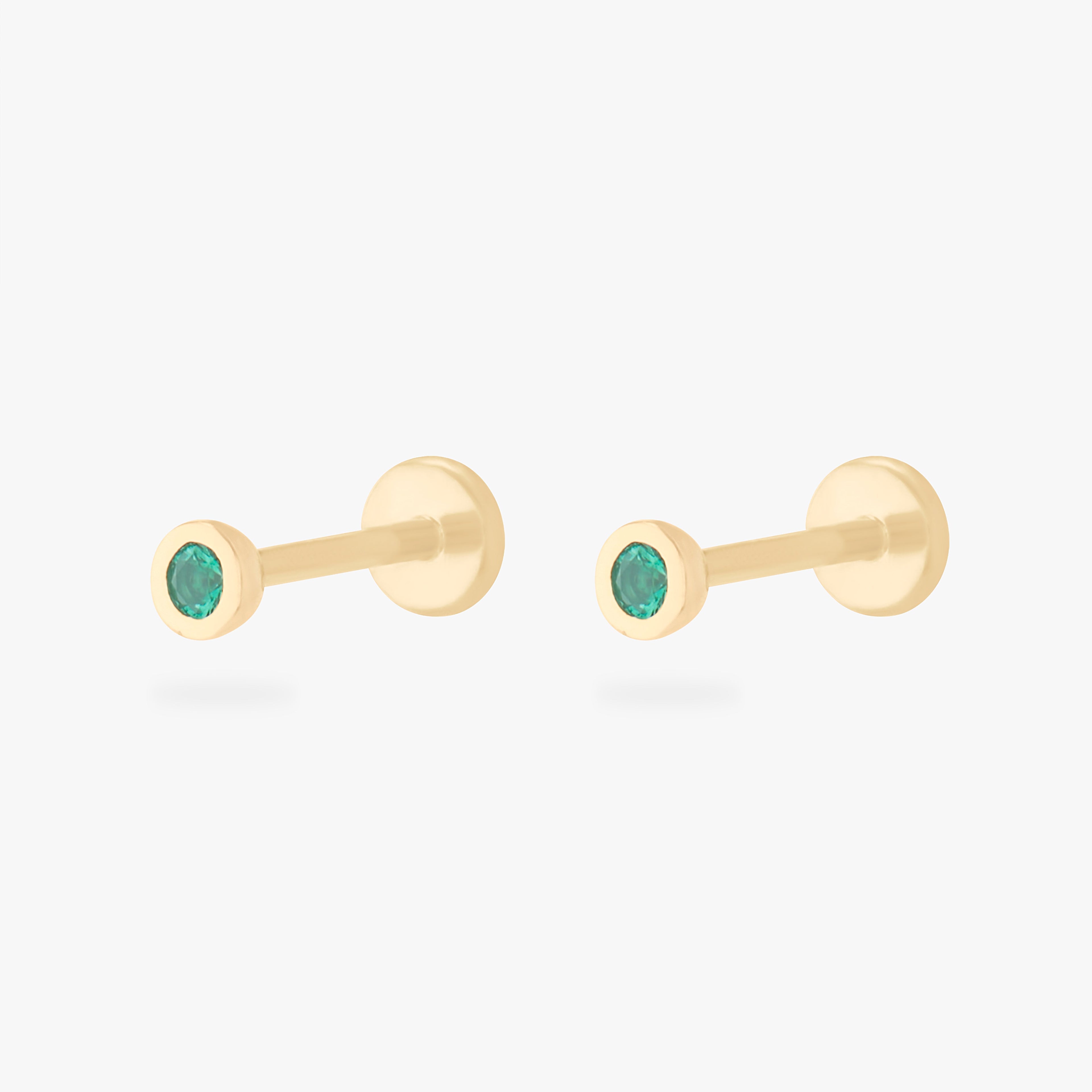 14K Emerald Bezel Flatback