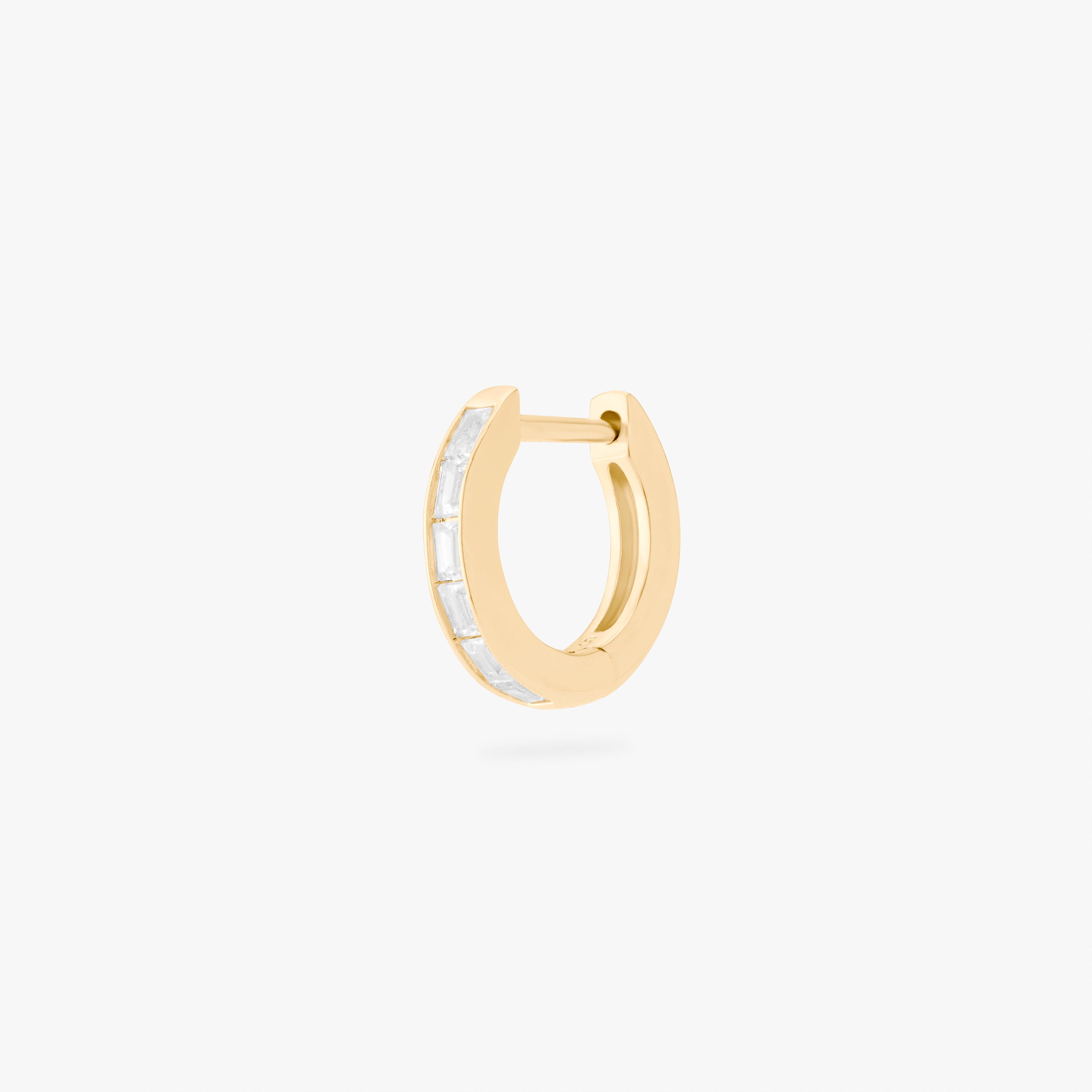 Mini Bezel Baguette Huggie