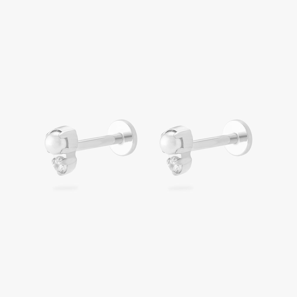 Stacked CZ Pearl Flatback Stud