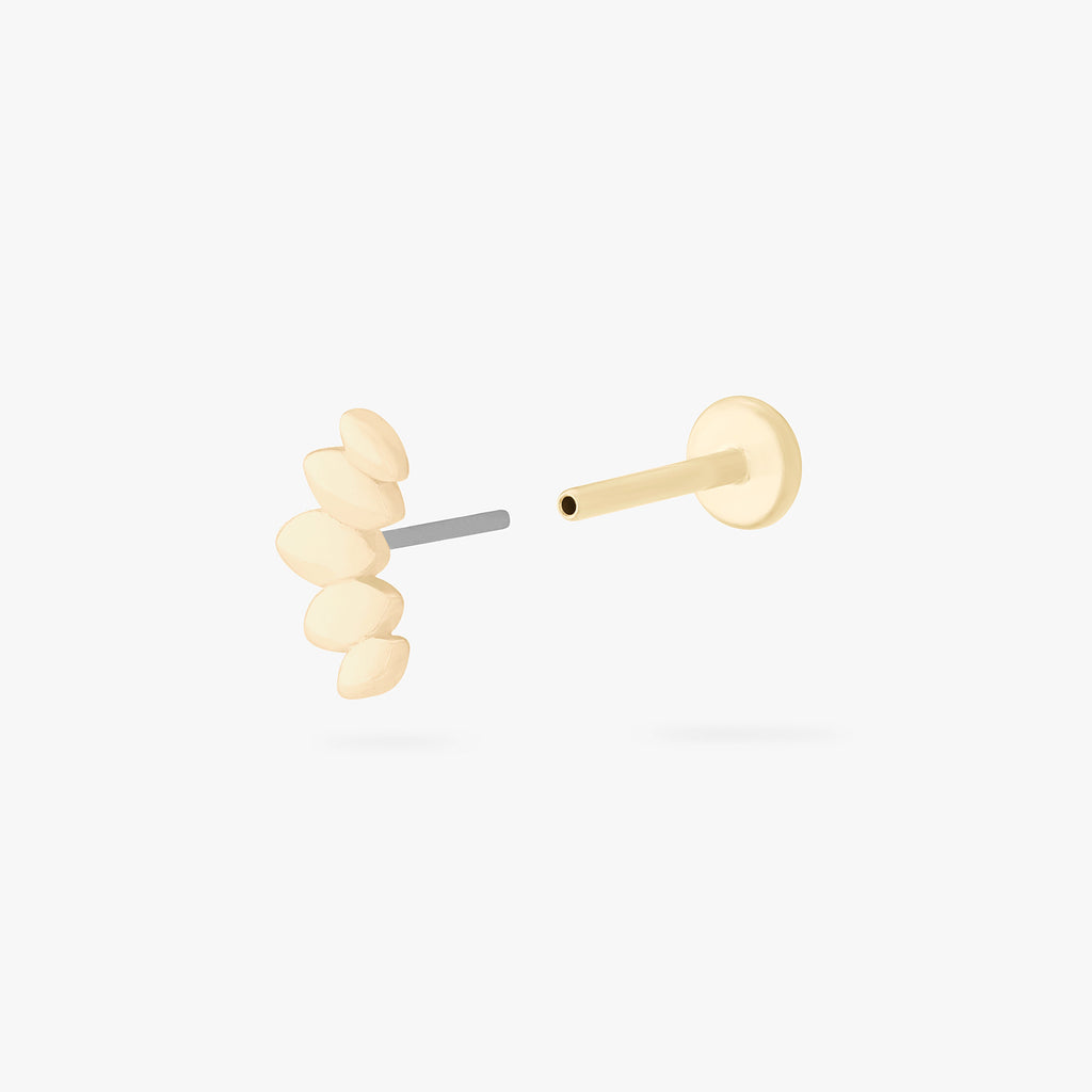 14K Solid Marquise Flatback Stud