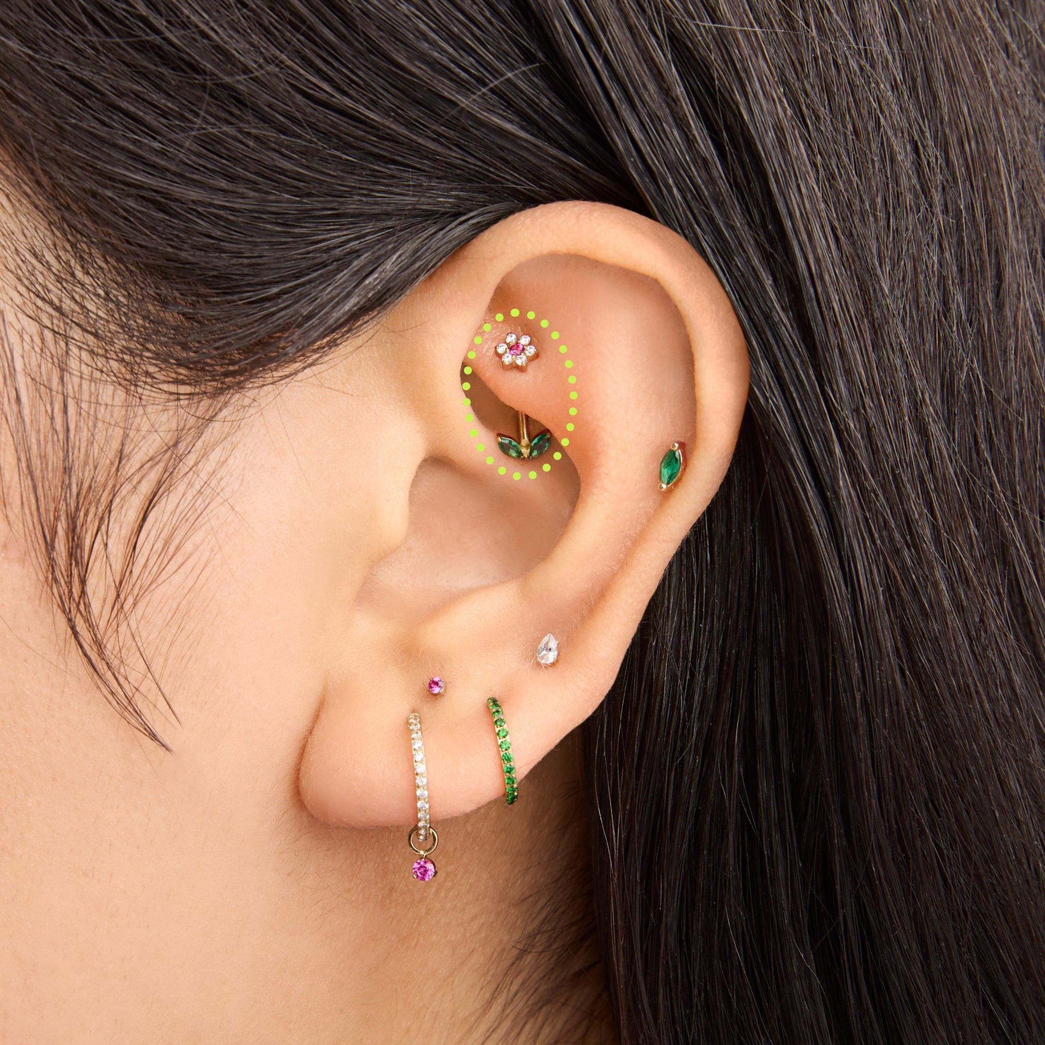 CZ Flower Barbell