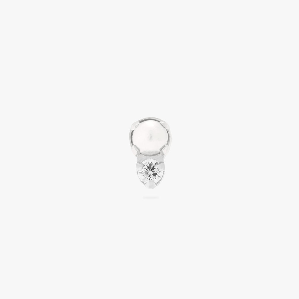 Stacked CZ Pearl Flatback Stud