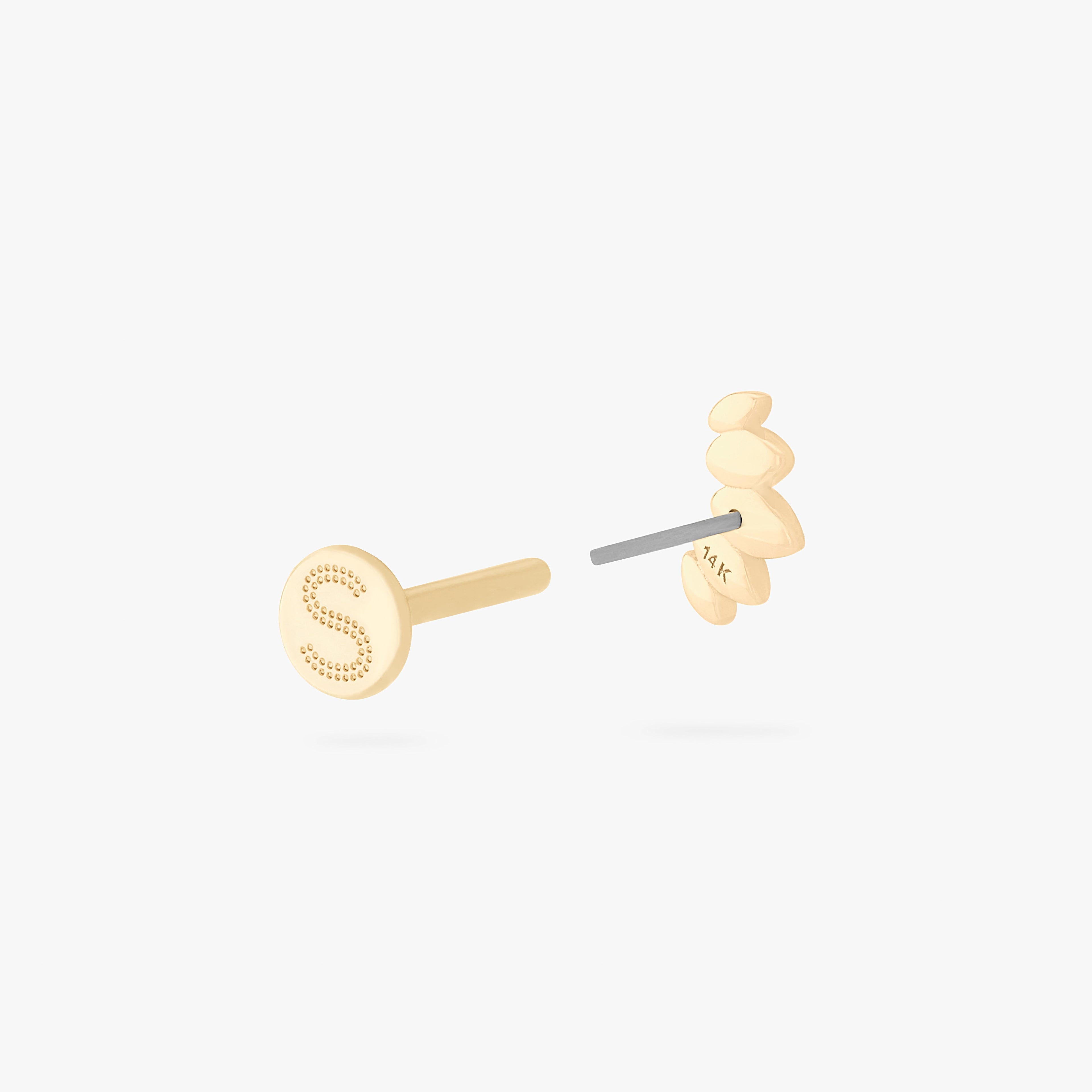 14K Solid Marquise Flatback Stud