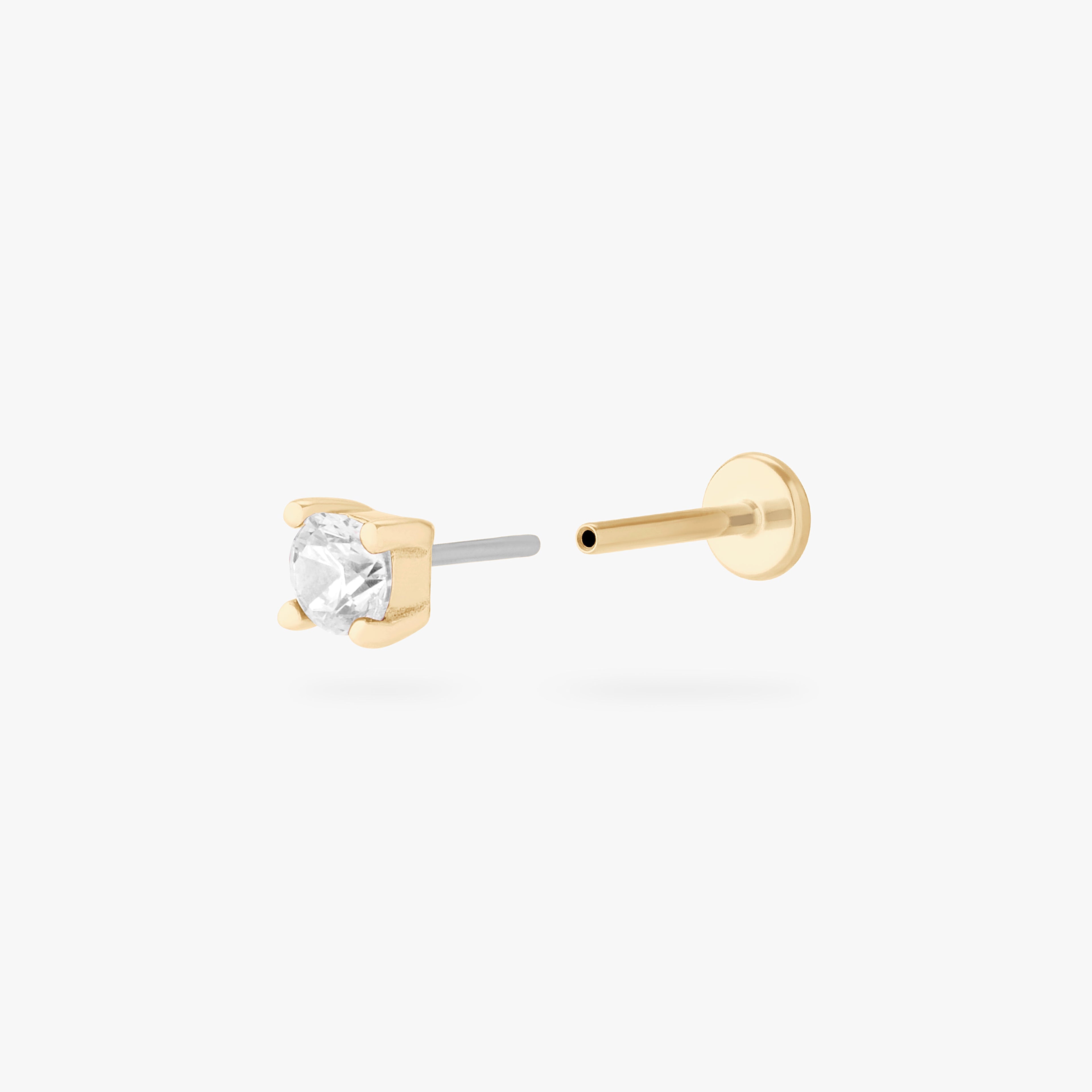 14K Mini CZ Flatback Stud