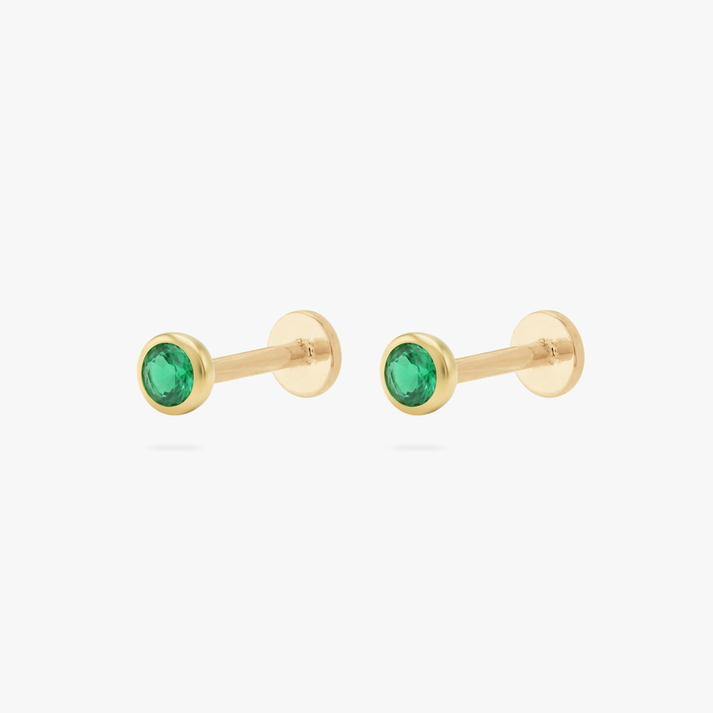 Golden Titanium Bezel CZ Flatback Stud