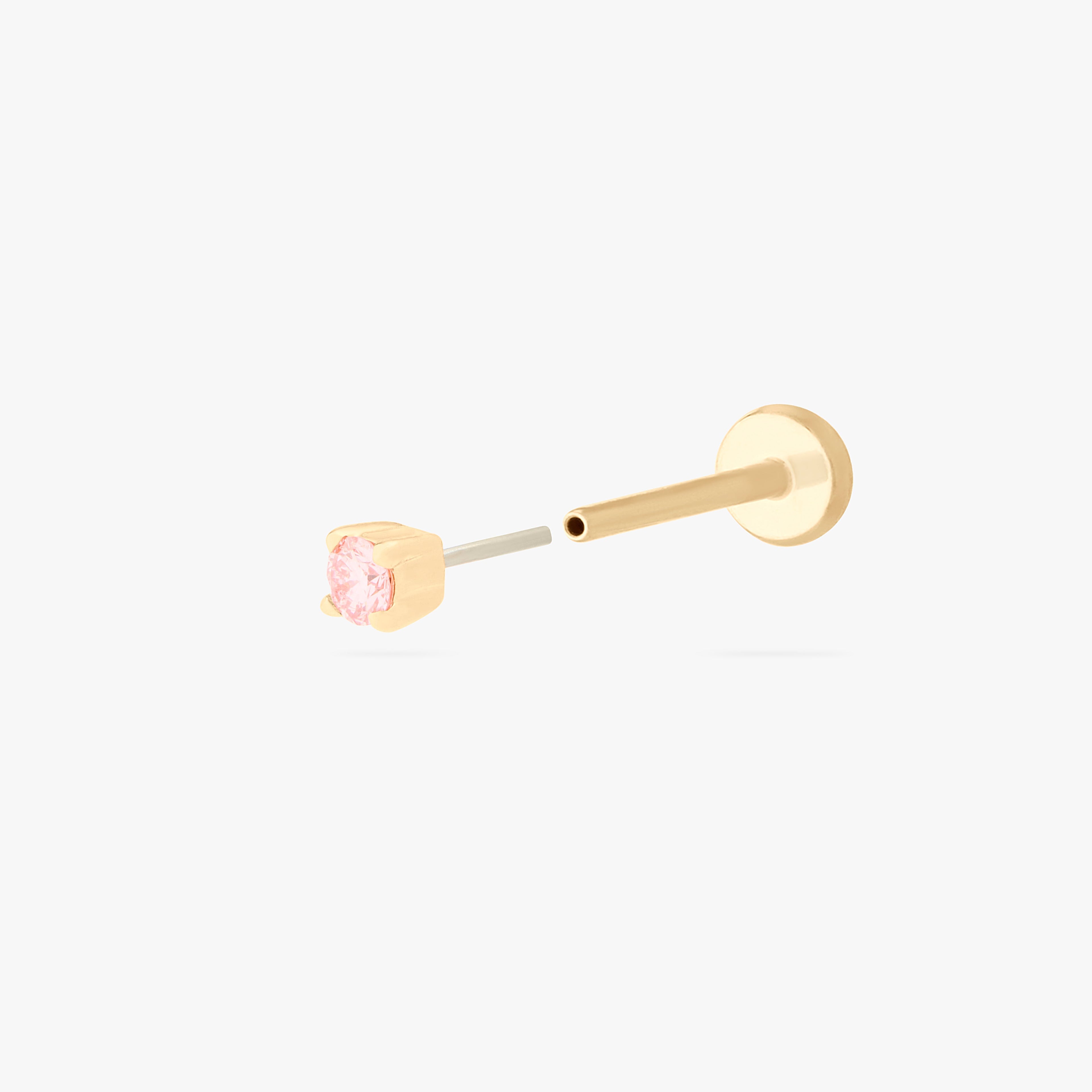 14K Mini Pink Diamond Flatback
