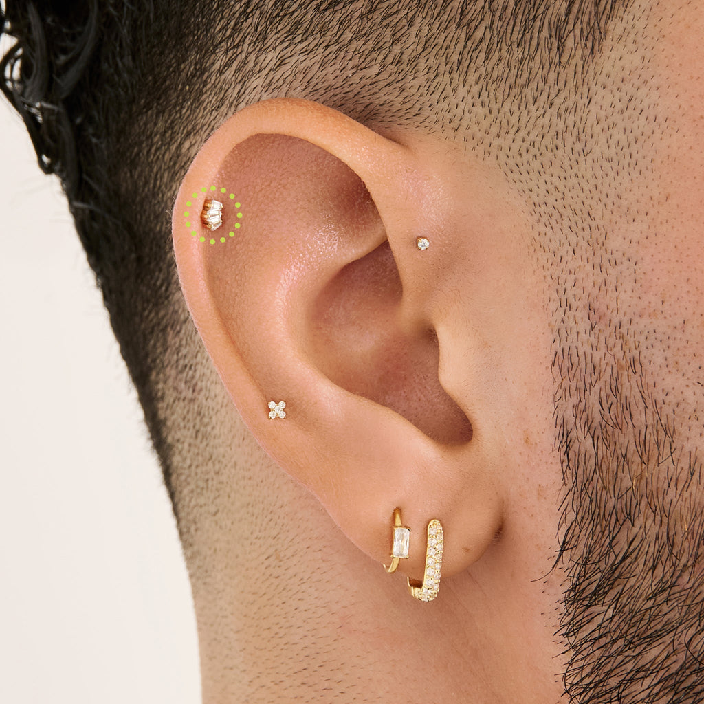 Micro Crown Baguette Flatback Stud