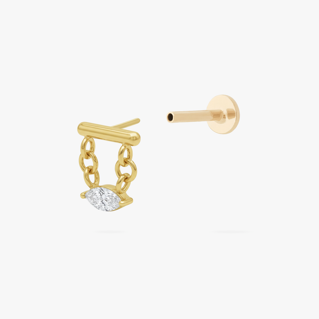 Golden Titanium Marquise Bar Flatback Stud