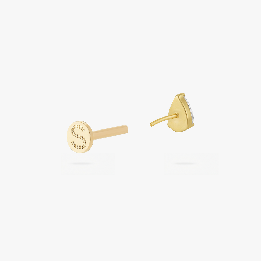 Golden Titanium Pear CZ Flatback Stud