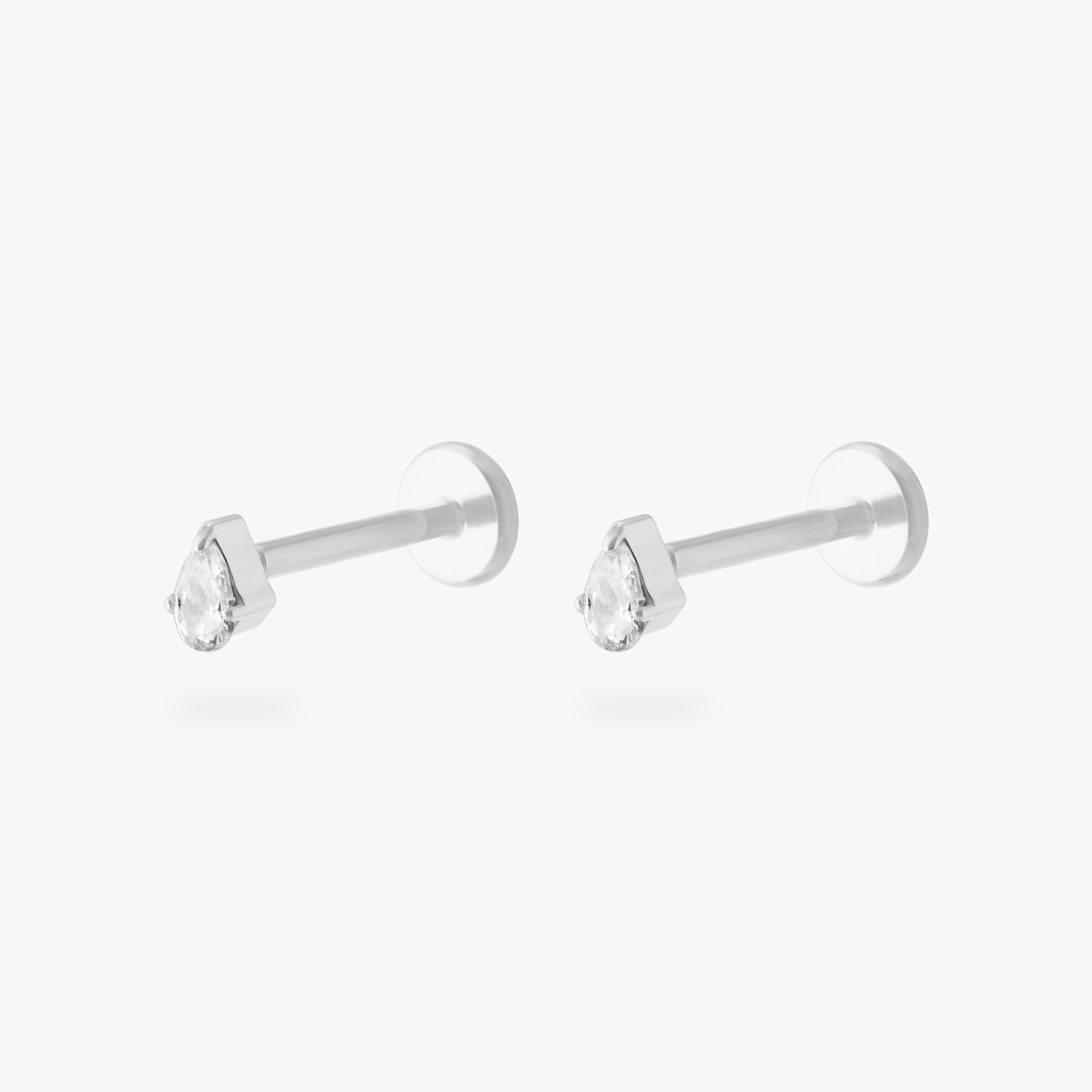 Pear CZ Flatback Stud