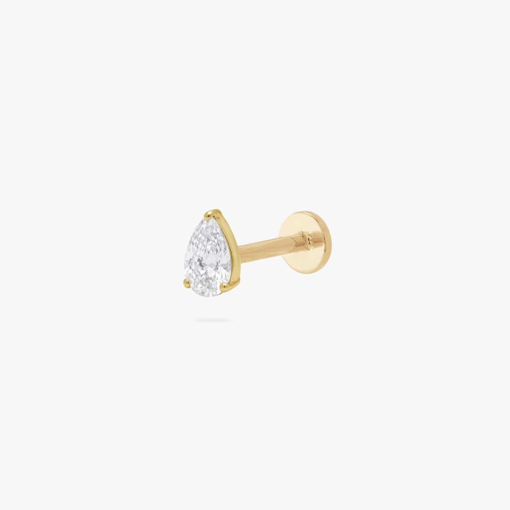 Golden Titanium Pear CZ Flatback Stud