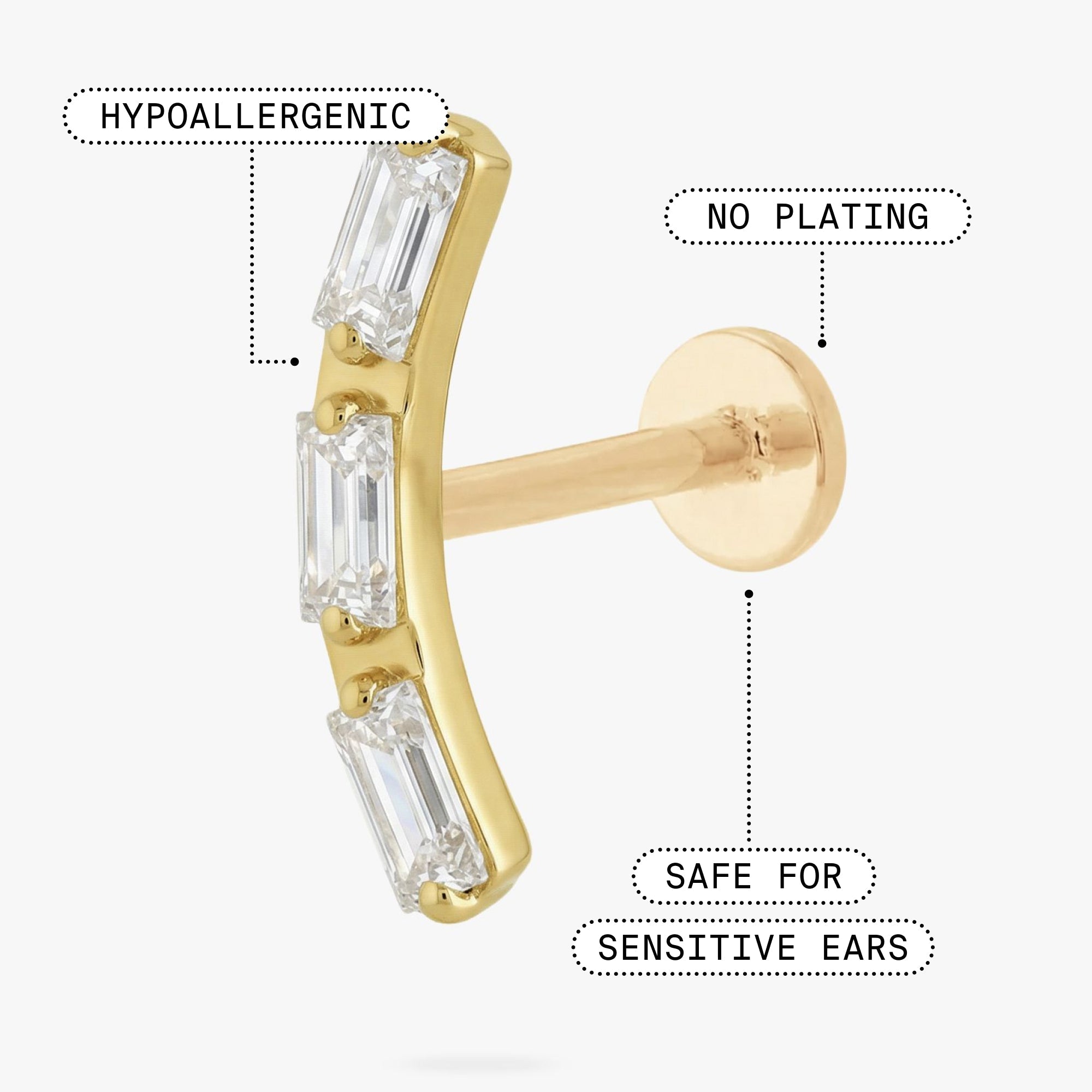 Golden Titanium Spike Flatback Stud