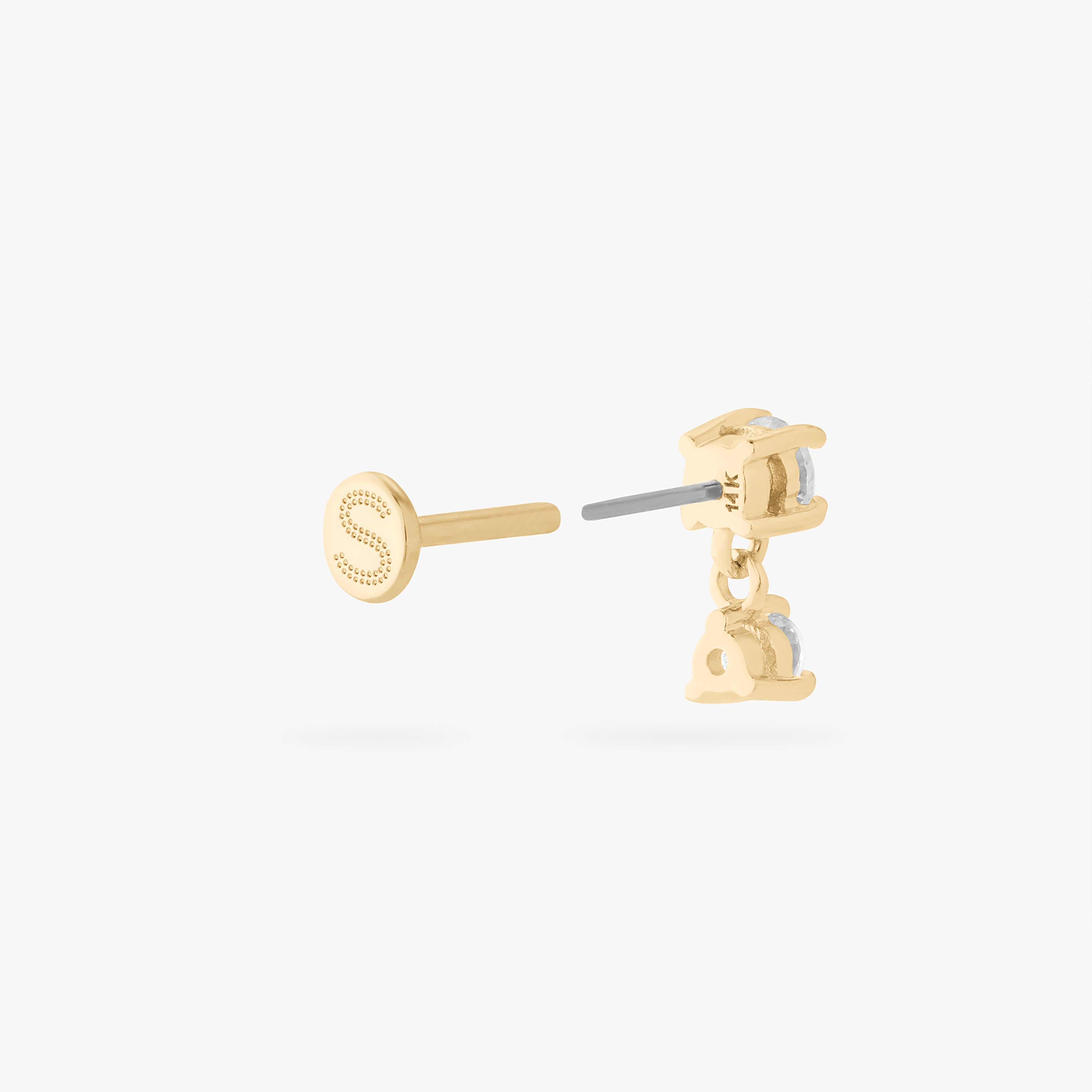 14K CZ Dangle Flatback