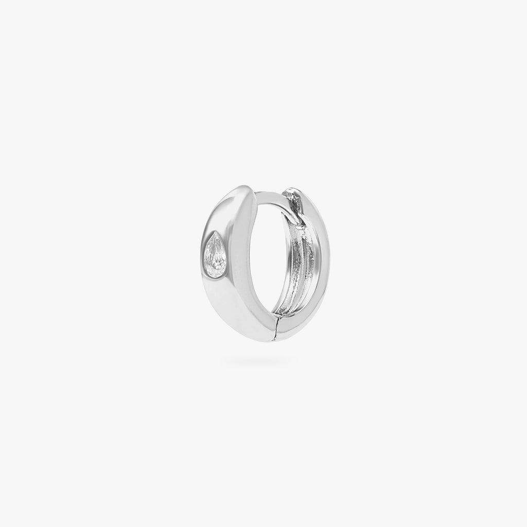 Chunky Pear CZ Huggie