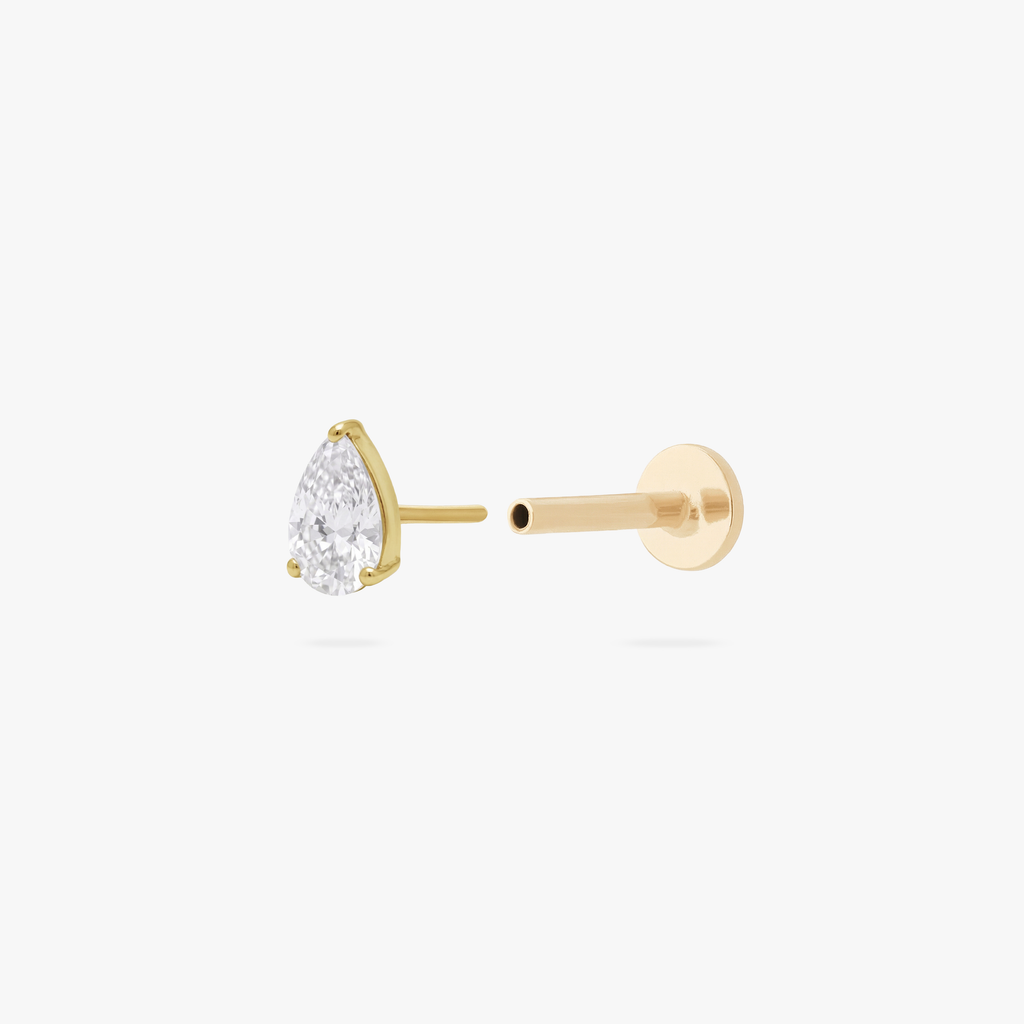 Golden Titanium Pear CZ Flatback Stud