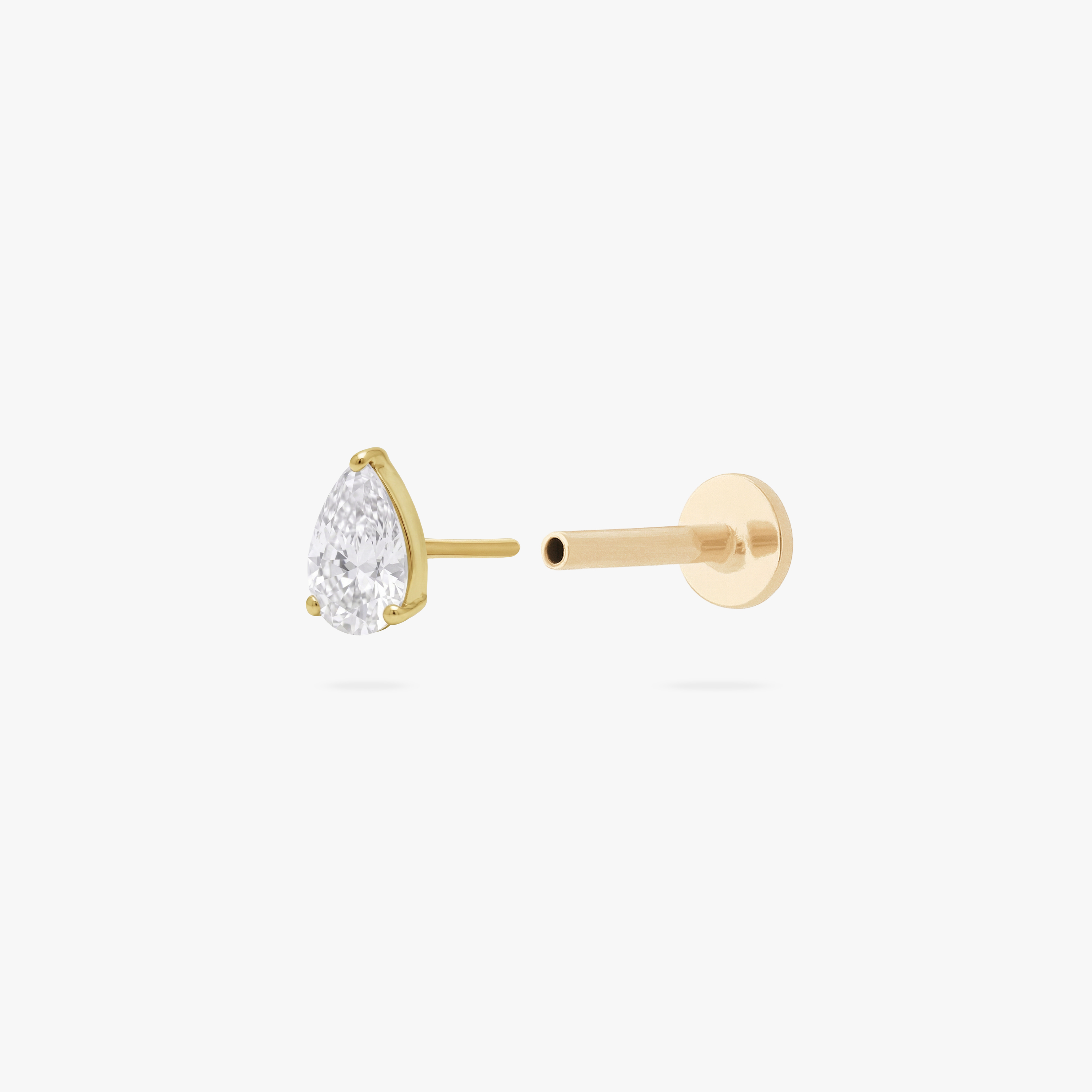 Golden Titanium Pear CZ Flatback Stud