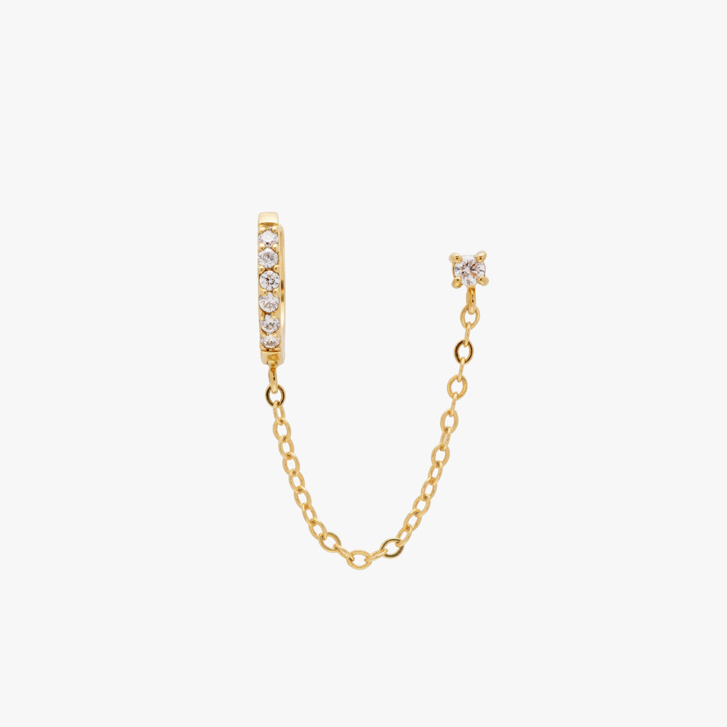 Chained Pave Huggie x CZ Stud