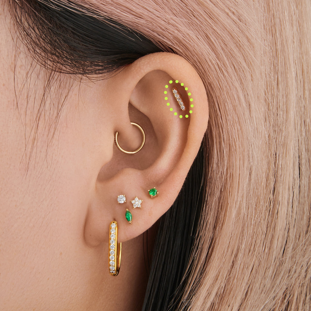 14K Pave Bar Flatback