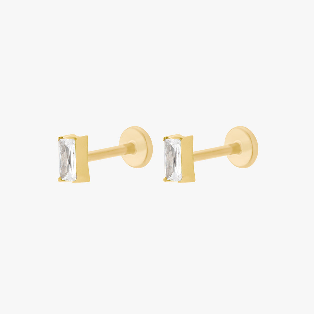 Golden Titanium Baguette Flatback Stud