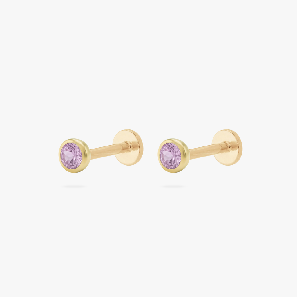 Golden Titanium Bezel CZ Flatback Stud