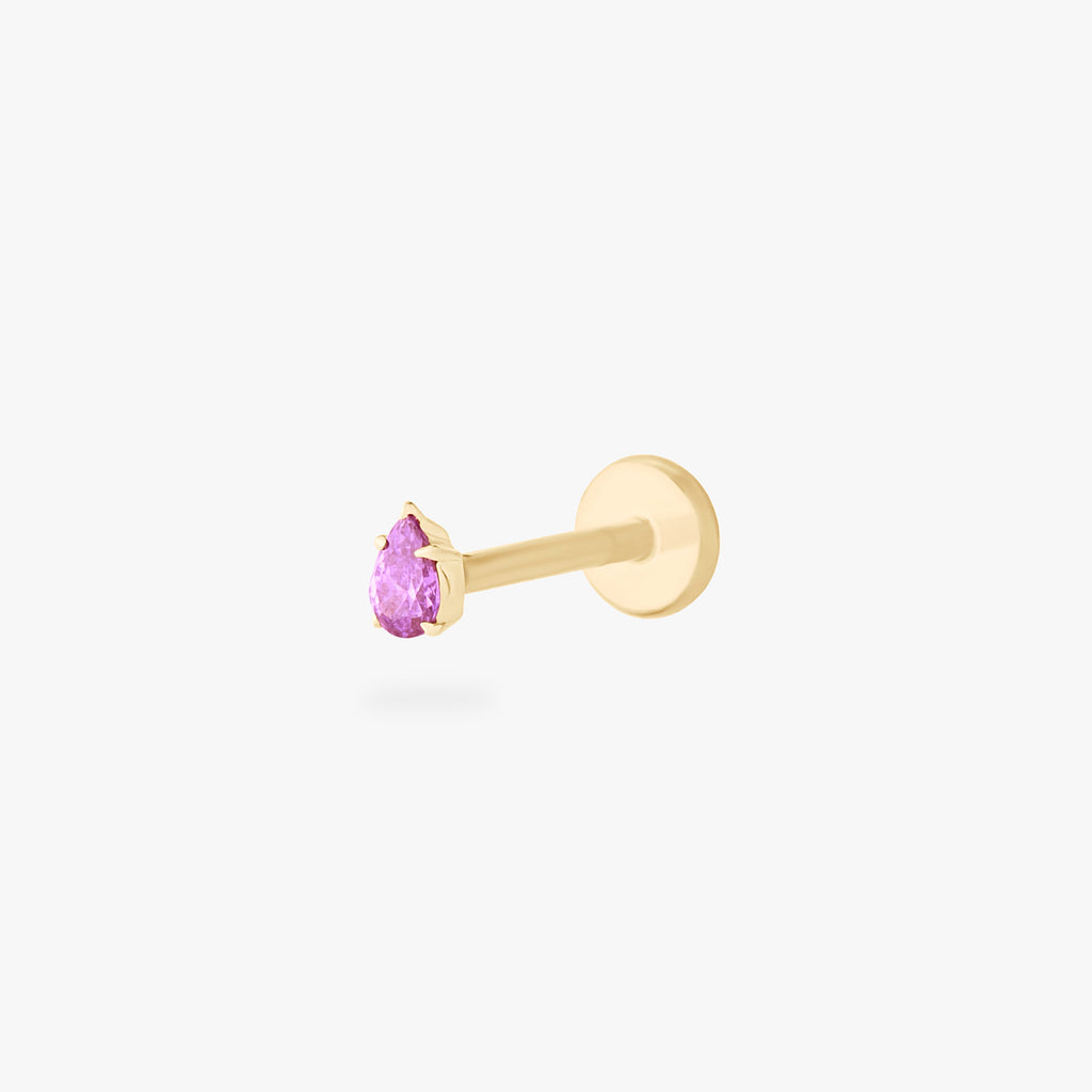 14K Pear Flatback