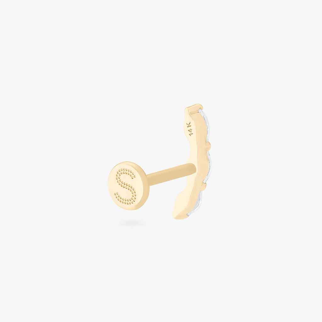 14K Curved CZ Pear Flatback Stud