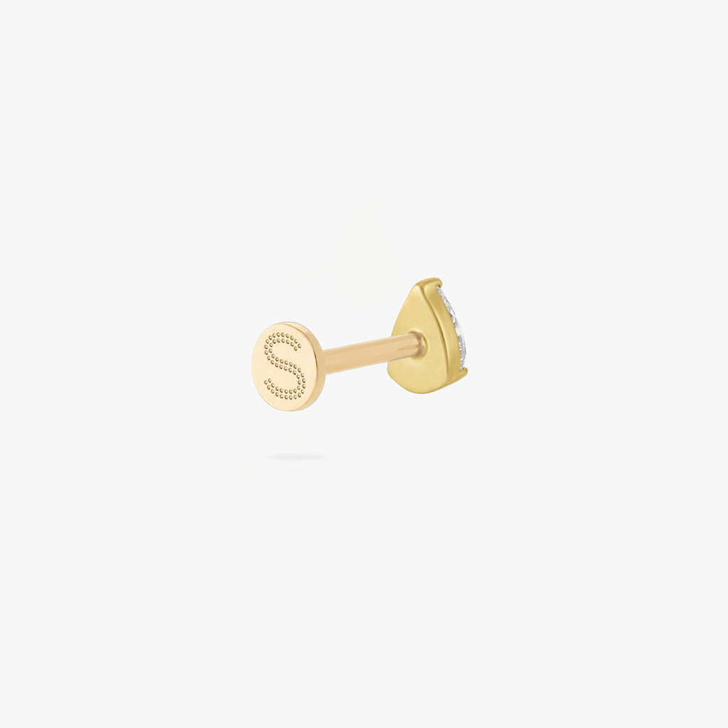 Golden Titanium Pear CZ Flatback Stud