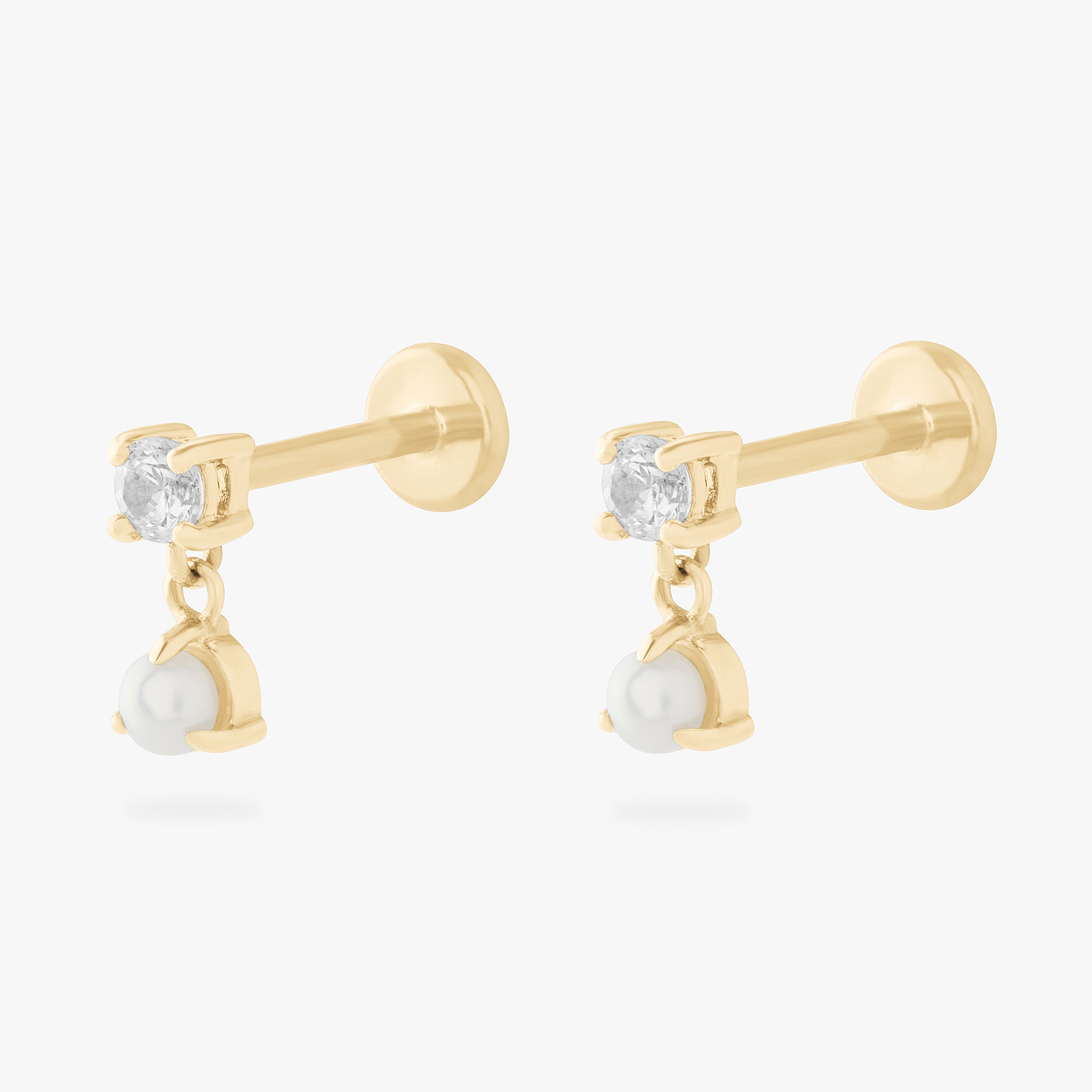 14K CZ Dangle Flatback