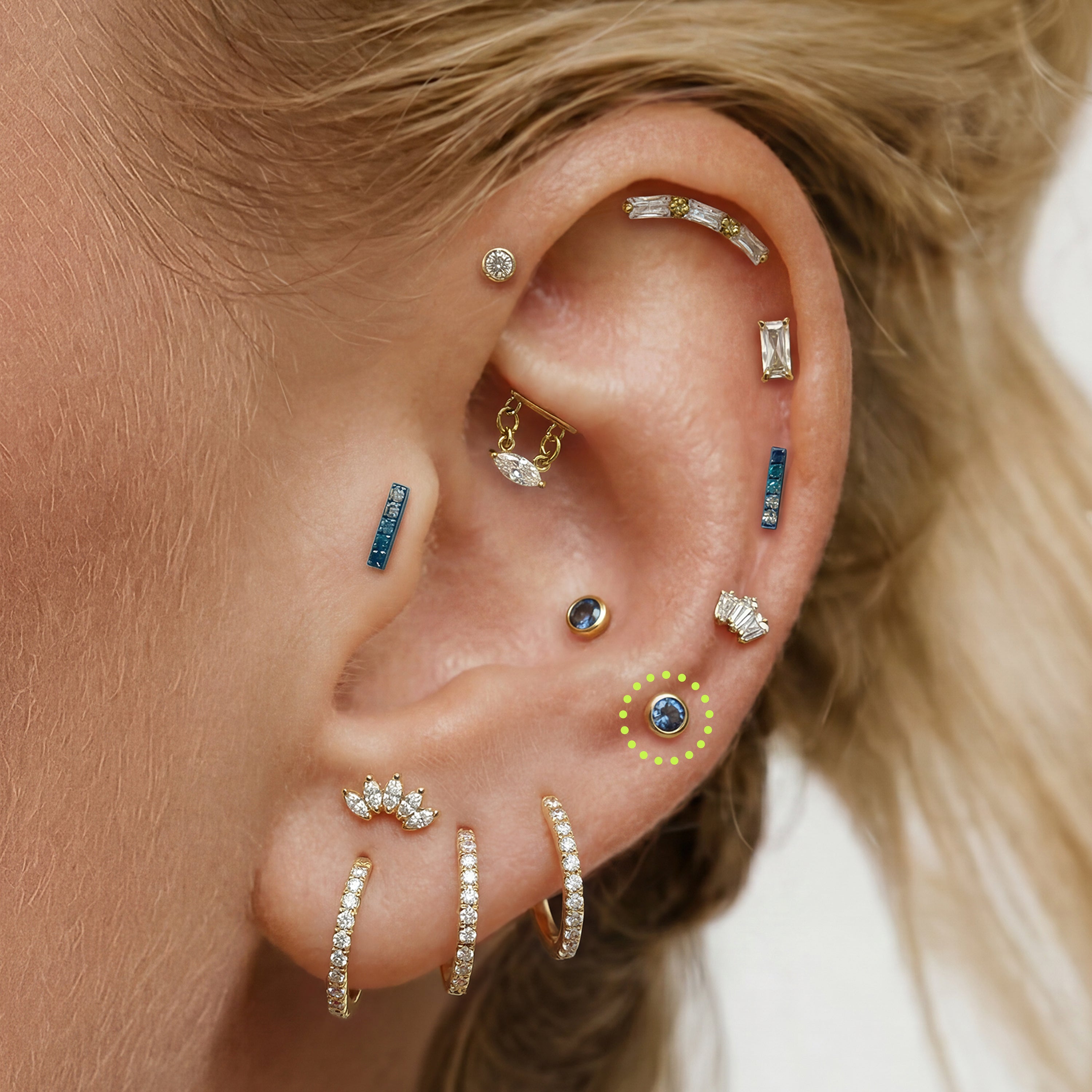 Golden Titanium Bezel CZ Flatback Stud